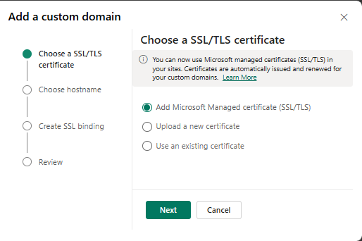 Cargar un certificado SSL.