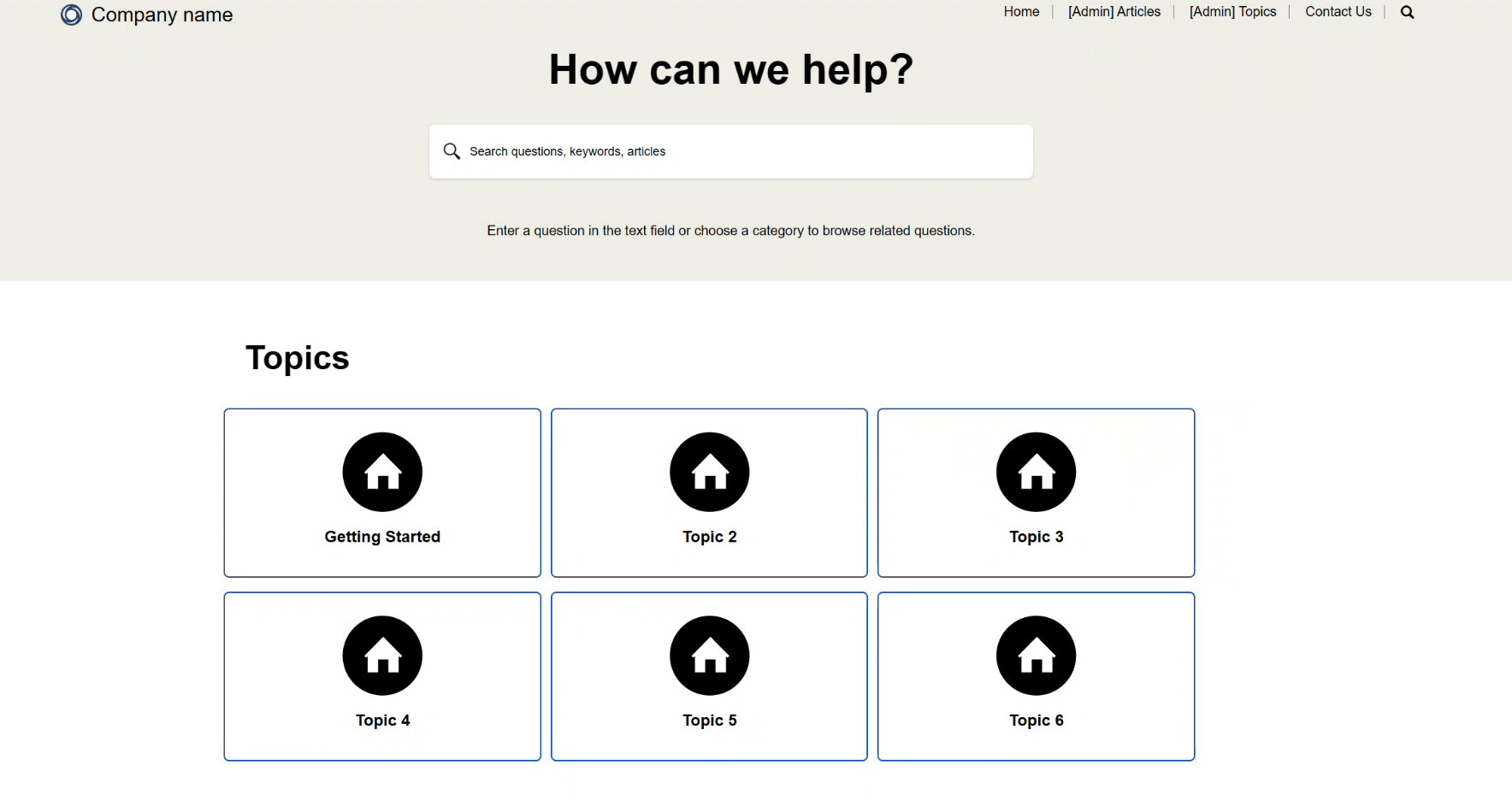 Captura de pantalla de la interfaz de usuario de plantilla de preguntas más frecuentes