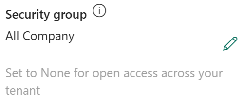 Seleccione el icono Editar para seleccionar un grupo de seguridad.
