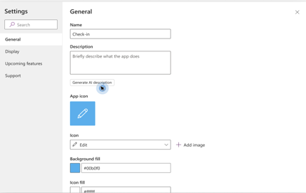 Esto muestra el panel de configuración de la aplicación en el que los creadores también pueden generar la descripción de una aplicación.