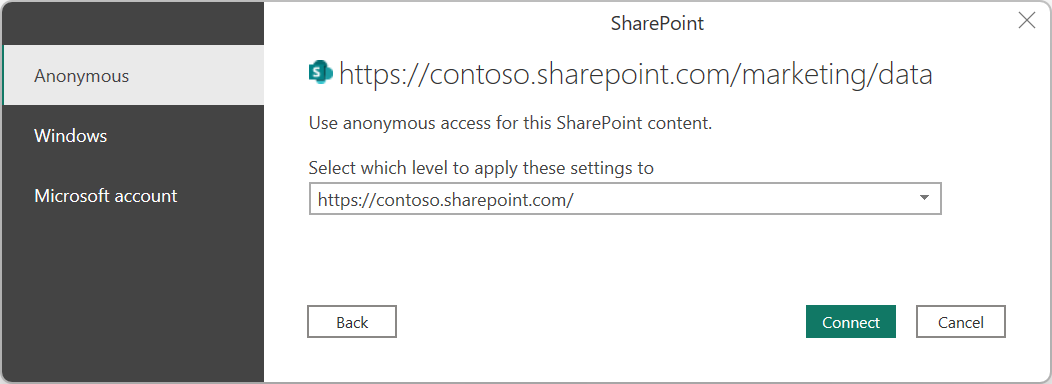 Autenticación de escritorio de carpeta de SharePoint.