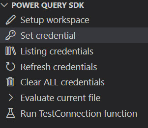 Tareas dentro de la sección SDK de Power Query.