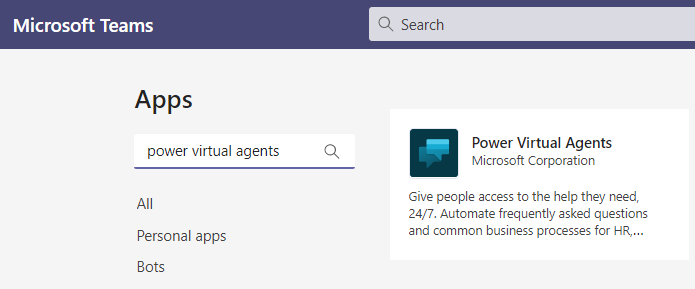 Captura de pantalla del cuadro de búsqueda de aplicaciones.