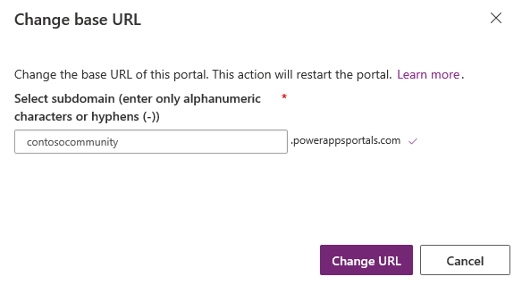 Especificar una nueva dirección URL base del portal.