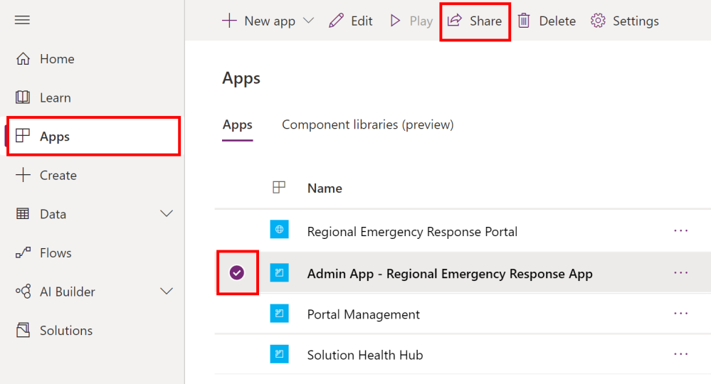 Compartir una aplicación de administración Compartir una aplicación de administración.