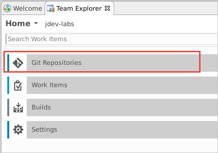 Select the Azure DevOps Services repo, Git Repositories panel.