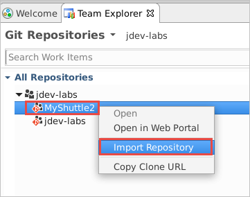 Select the Azure DevOps Services repo, Import Repository.