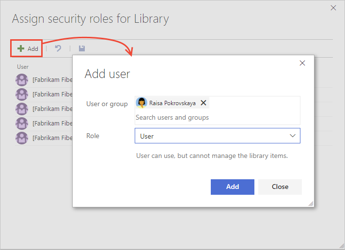 add user or group and set roles