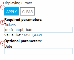 Enter query parameters, then click Apply