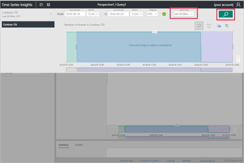 Búsqueda en el explorador de Time Series Insights