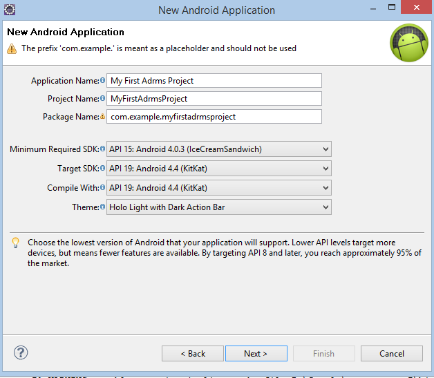 Creación de una nueva aplicación de Android