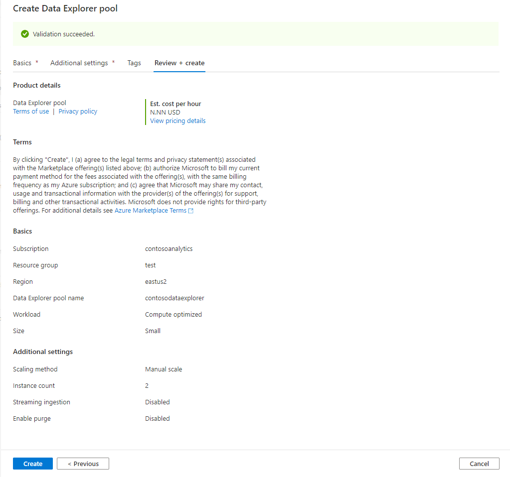 Creación de un nuevo grupo de Data Explorer de Synapse Studio
