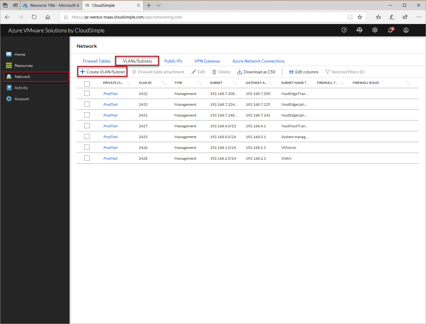 Creación de una VLAN o subred