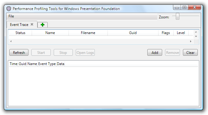 Ventana principal de Event Trace