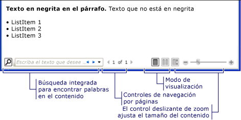 Captura de pantalla: Ejemplo de FlowDocument representado