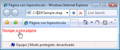 Página con hipervínculo