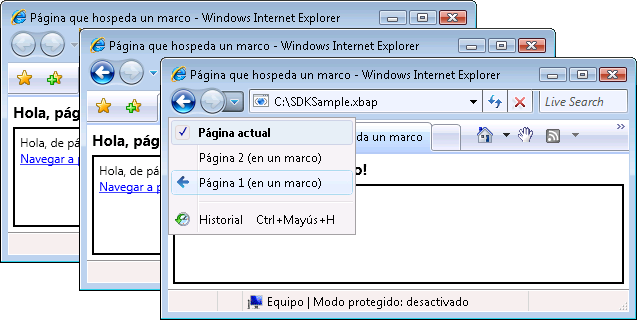 Marco que ha navegado entre varias páginas