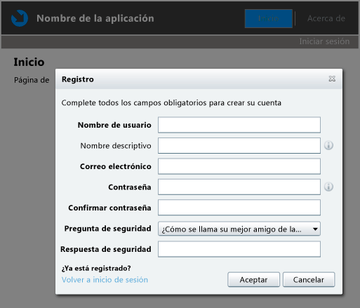 Cuadro de diálogo Registrar