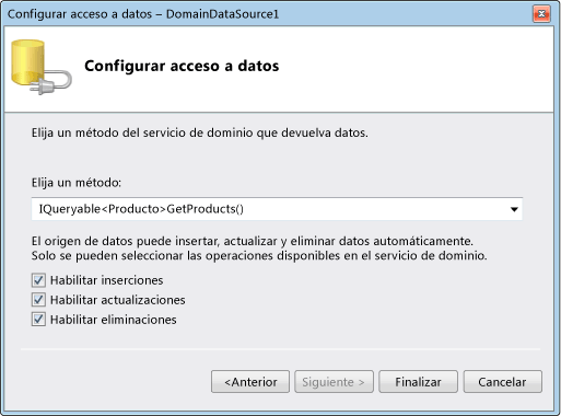 Cliente de servicio de dominio de ASP.NET: cuadro de diálogo Elegir acceso a dominio