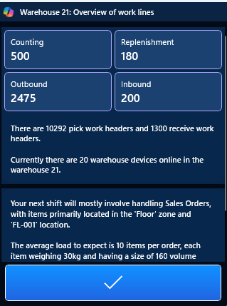 Pantalla generada por Copilot para los trabajadores del almacén proporciona información relevante al contexto.