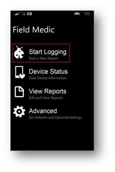 Field Medic: elegir el registro de inicio