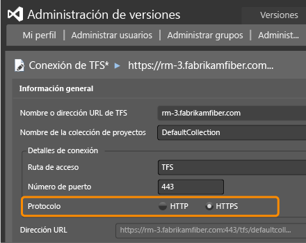 Conectar a TFS con HTTPS/SSL