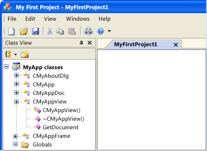 MyApp tal y como la presenta CMFCVisualManagerOfficeXP