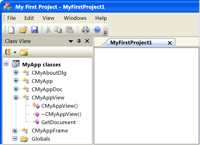 MyApp tal y como la presenta CMFCVisualManagerVS2005