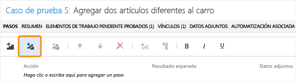 Use los pasos compartidos en los casos de prueba.