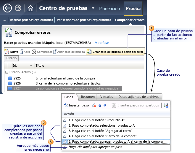 Crear un caso de prueba a partir de un error