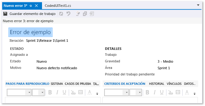 Formulario de nuevo error en Visual Studio