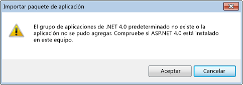 ASP.NET 4 no está registrado en IIS