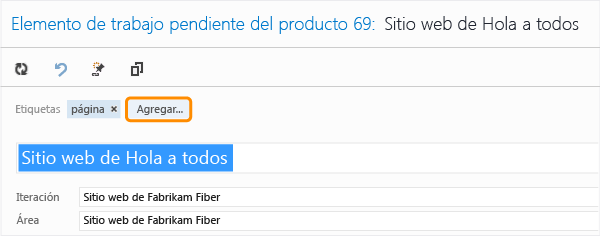 Agregar una o más etiquetas a un elemento de trabajo