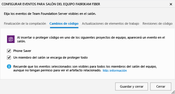 Code changes tab on the Configure Events dialog box