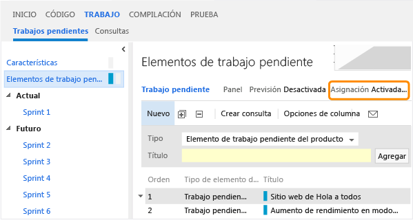 Alternar el modificador de asignación para habilitar o deshabilitar