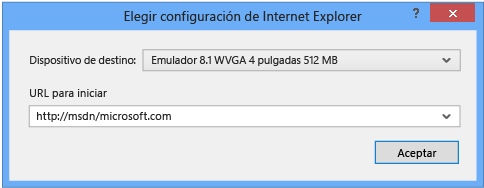 Especificar la dirección URL que se mostrará en Internet Explorer