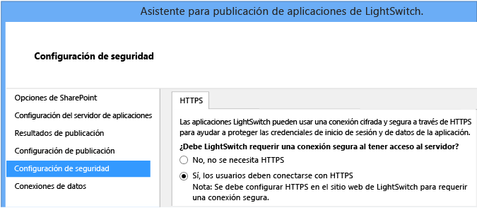 La página de configuración de seguridad