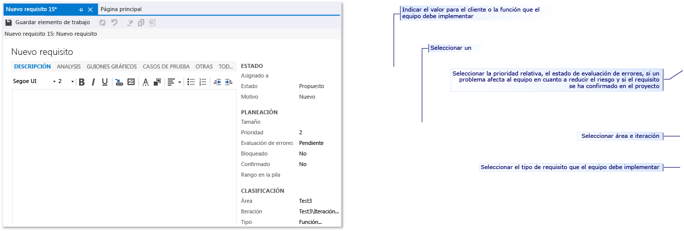 Requirement work item form