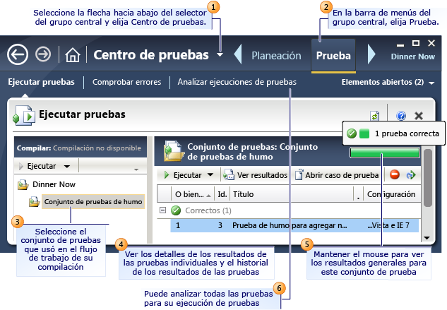 Ver los resultados de pruebas desde el flujo de trabajo de compilación