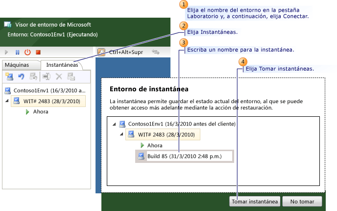 Pasos para tomar una instantánea