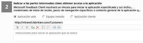 Launch application instructions rich-text area on Request Feedback form 