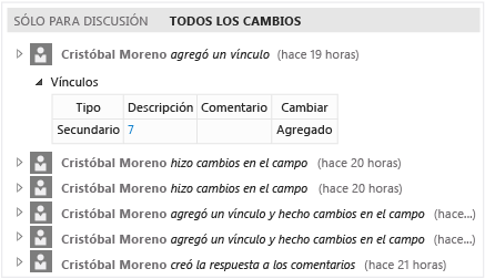 Ver historial de cambios en Team Web Access