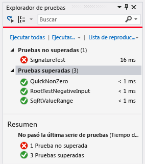 Prueba unitaria no superada que se había superado con anterioridad