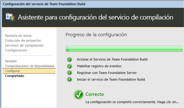 Configuración correcta del asistente para la instalación de Build