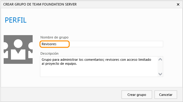 Crear el grupo de revisores de TFS
