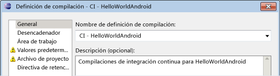 Nombrar la definición de compilación
