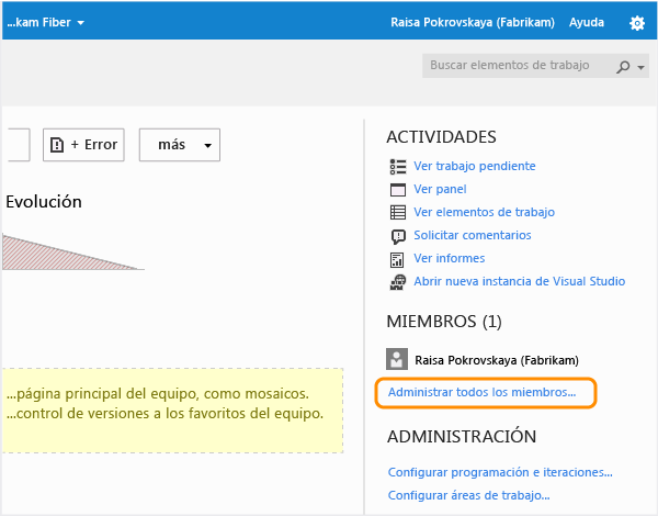 Administrar miembros de un equipo o de un proyecto de equipo