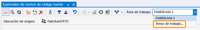 Editar áreas de trabajo desde el Explorador de control de código fuente