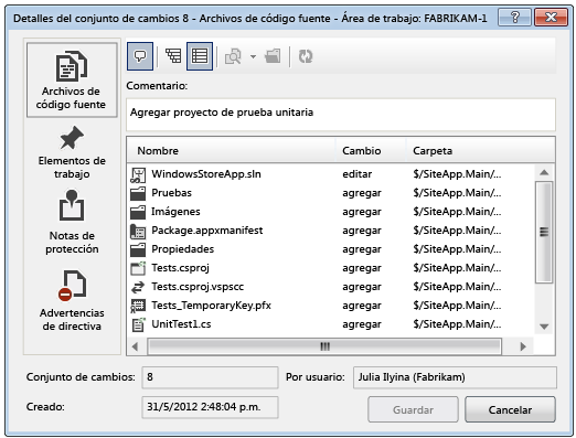 Details for Changeset dialog box