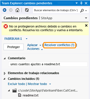 Los cambios en conflicto bloquean la protección